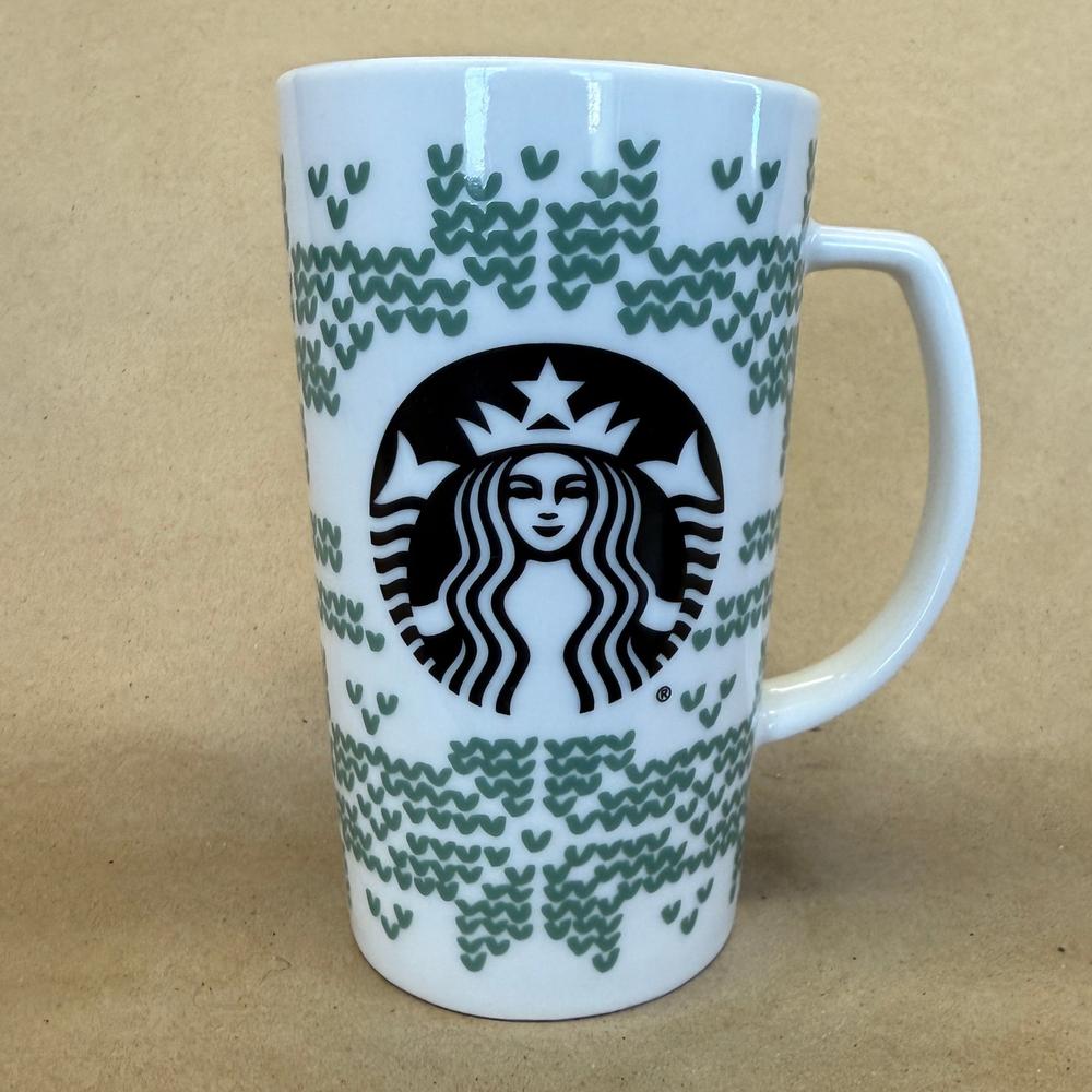 Starbucks Green Knit Sweater Christmas Holiday Black Siren Mug-2016